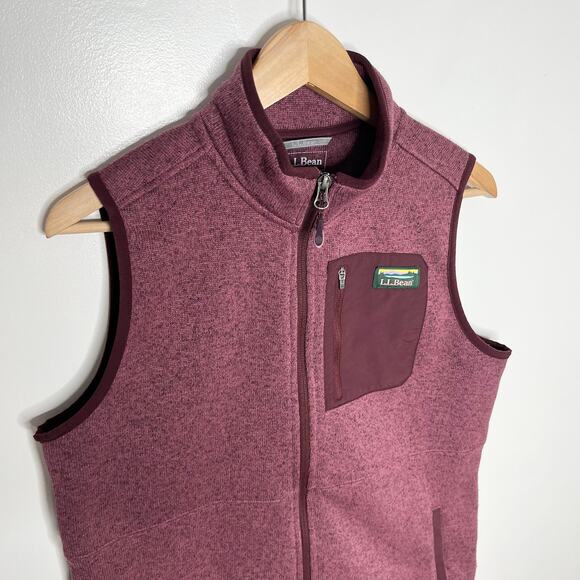 L.L. Bean Full Zip Vest Womens Medium Burgundy Purple Pockets Outdoor Hiking - Picture 3 of 8